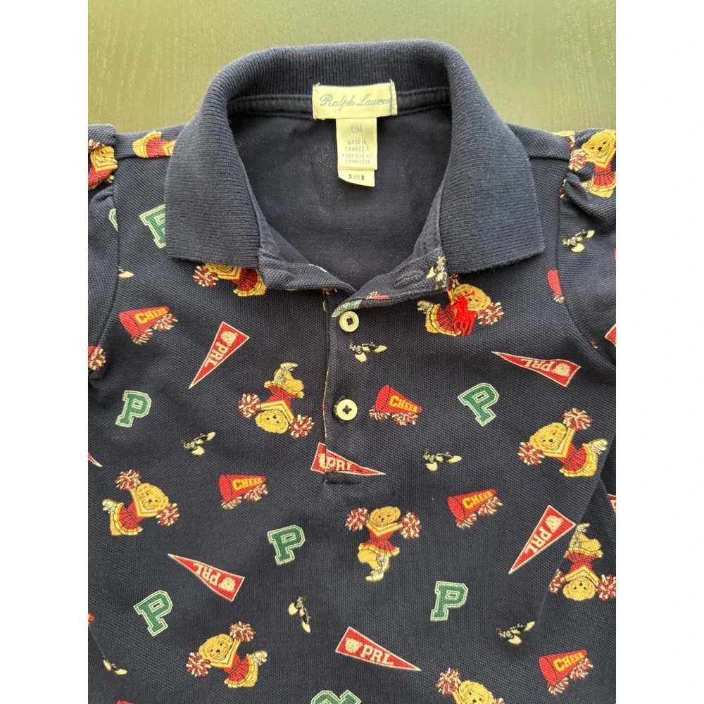 Ralph Lauren Polo Bear Cheerleader Dress Toddler Girls 12 Months Navy Mini